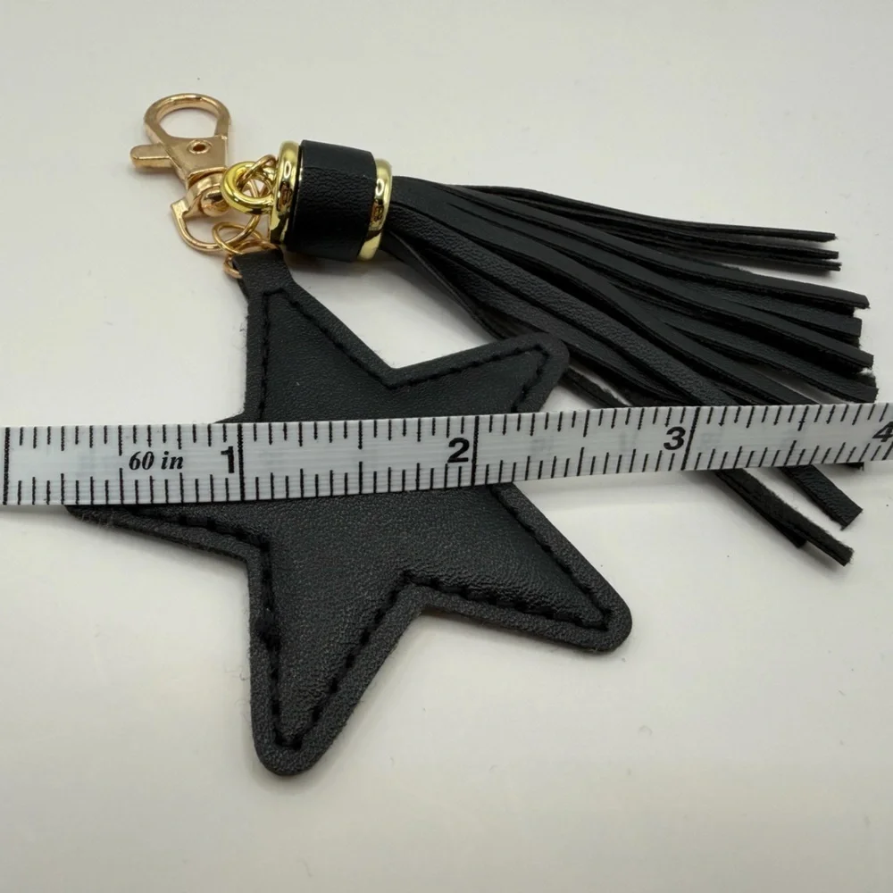 Black Star Keychain Bag Charm with Tassel NWT